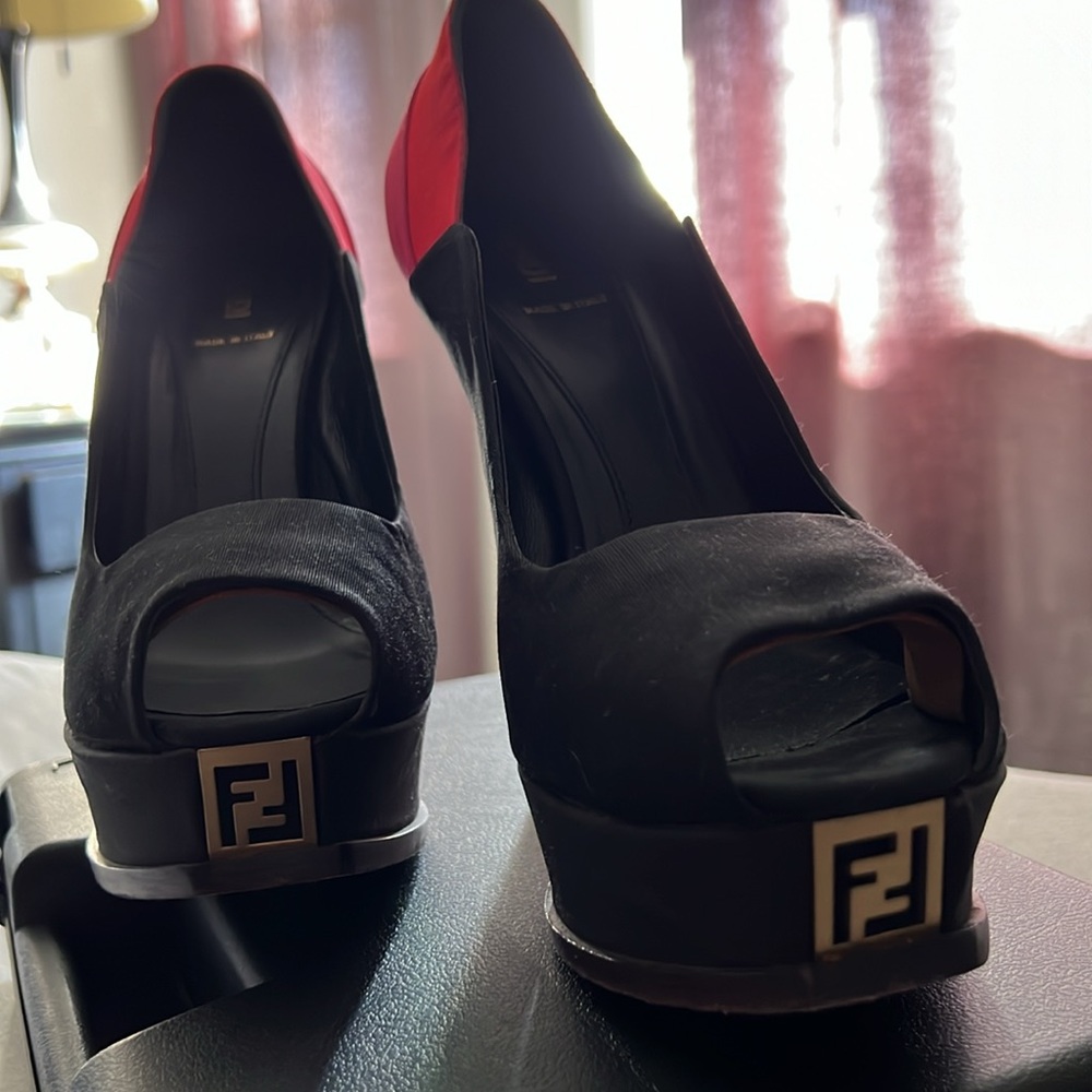 Fendi Platform Black Hot Pink and Red